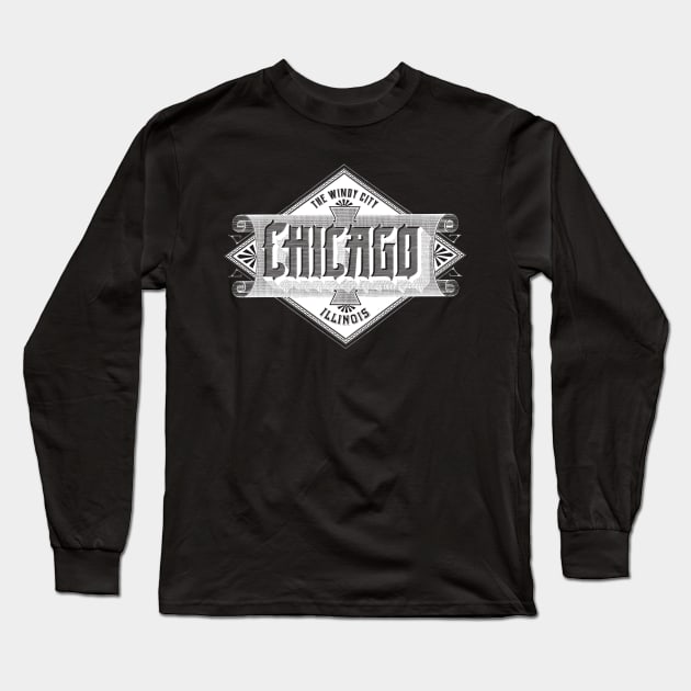 Vintage Chicago, IL Long Sleeve T-Shirt by DonDota